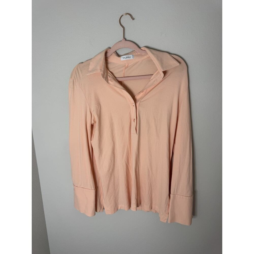 Byblos Peach Jersey Collared Long Sleeve Button Blouse 59435 1279
